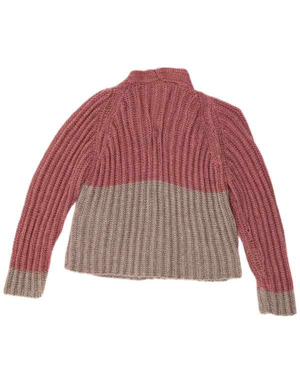 Pulover cardigan pentru femei VINTAGE UK 16 mare, roz, color block