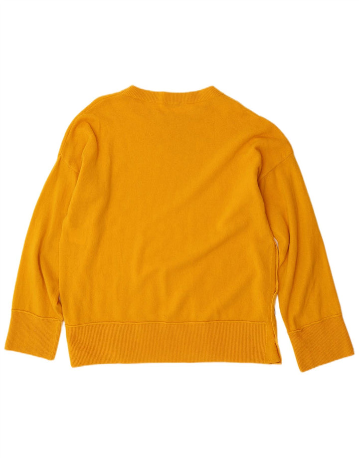 Pulover oversize pentru femei BENETTON, cu gâtul turn, lână galbenă, 10 UK