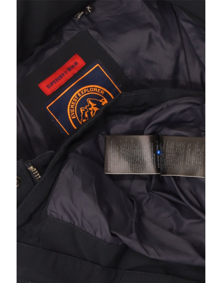 Jachetă de schi cu glugă pentru bărbați Superdry UK 42 XL, poliester cu carouri bleumarin
