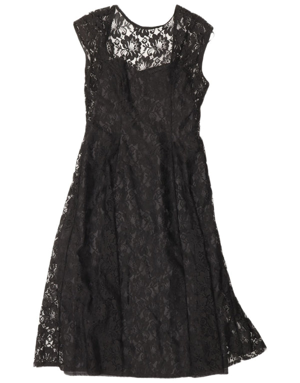 CLASIC Rochie A-Line pentru femei UK 12 Medium Black Floral Nylon