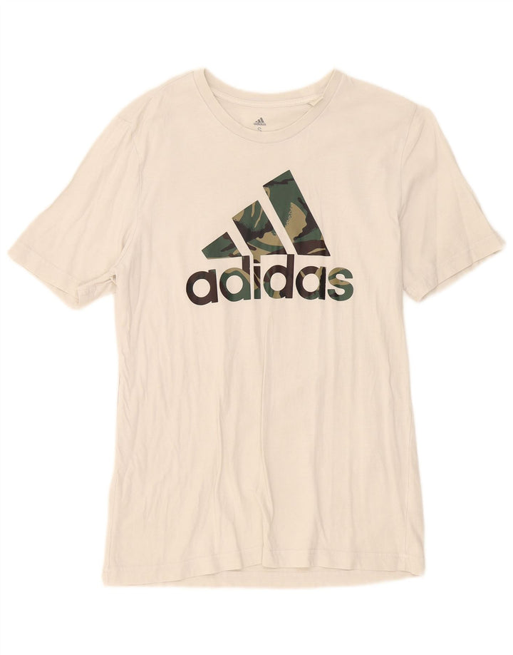 Tricou grafic pentru bărbați Adidas Top mic, alb, bumbac