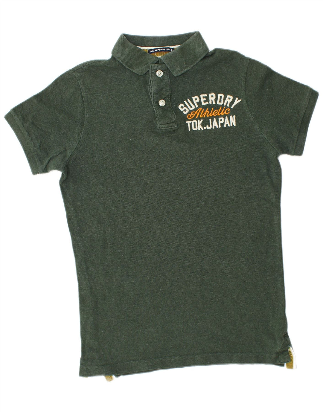 Tricou polo grafic pentru bărbați Superdry, bumbac verde mediu