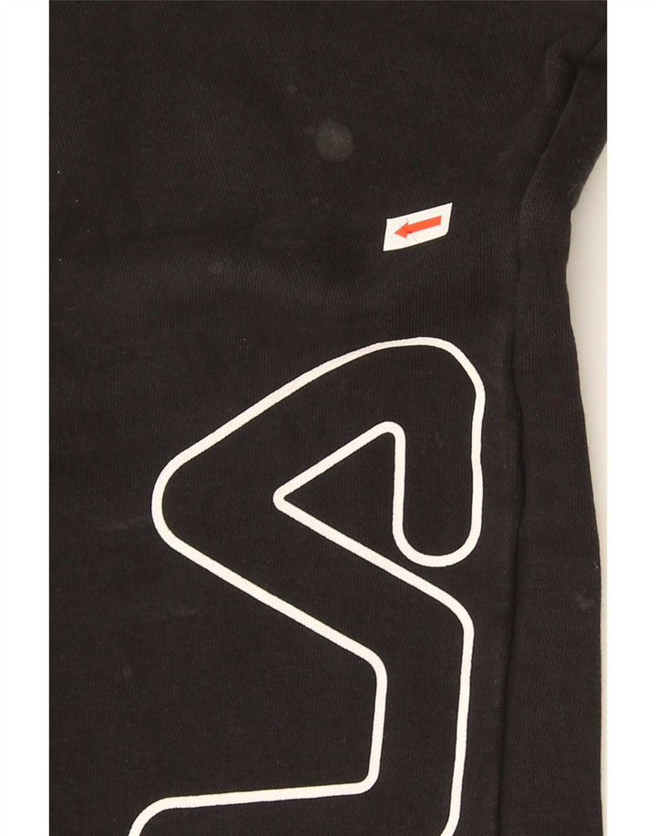 Pantaloni de trening cu grafica Fila pentru barbati Joggeri bumbac mediu negru