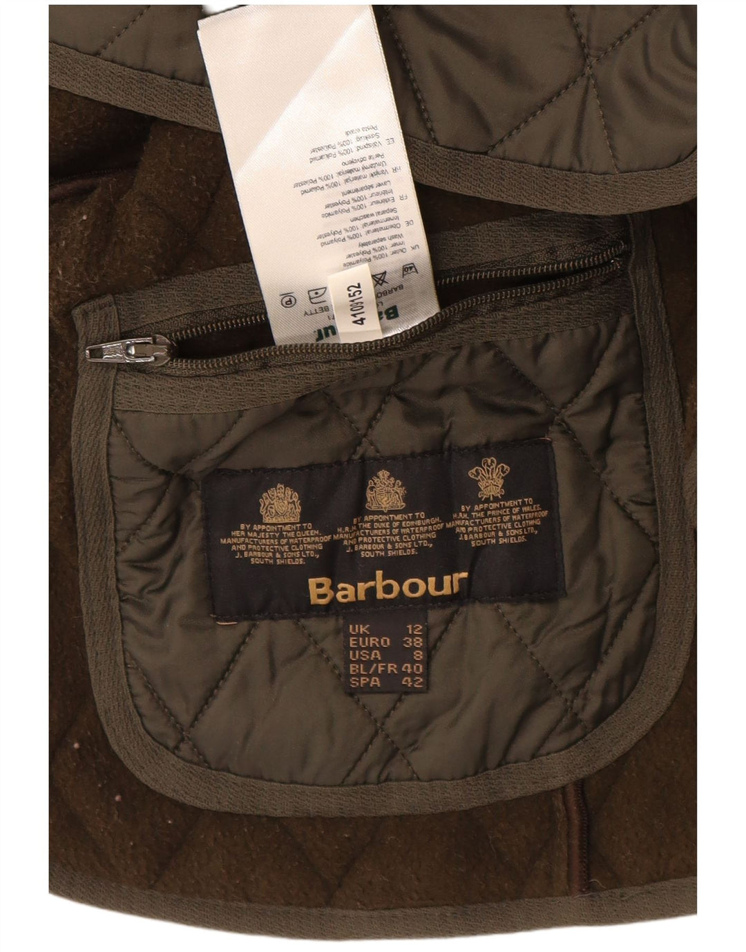 BARBOUR Gilet matlasat pentru femei UK 12 Medium Khaki Poliamidă