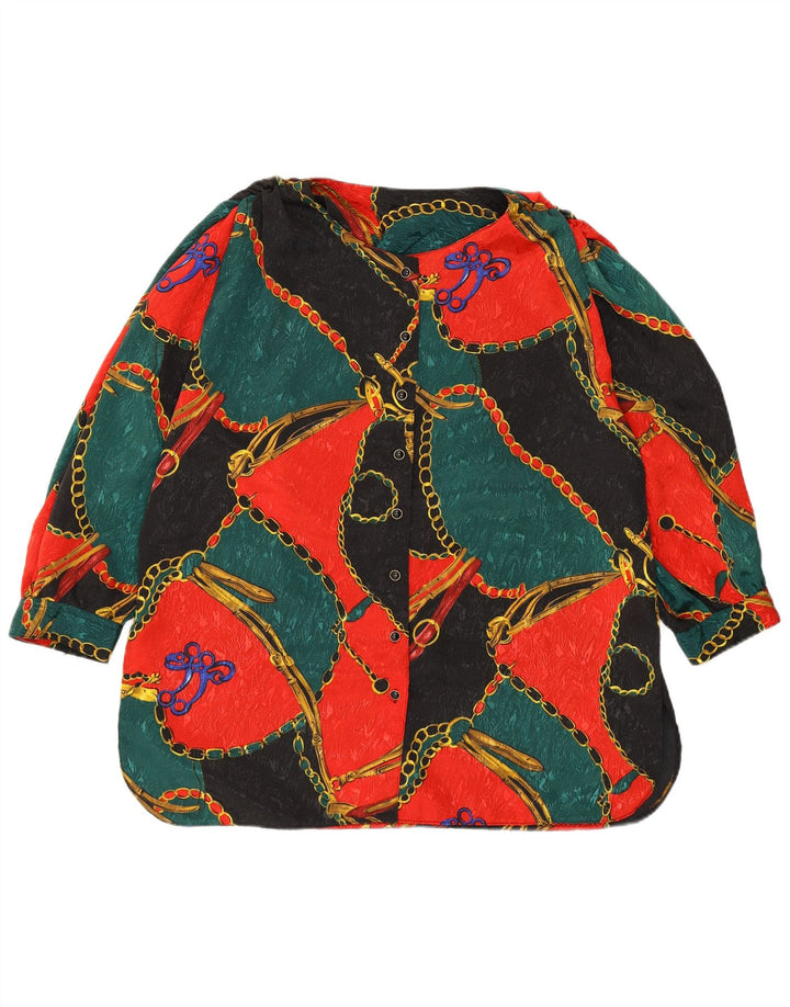 Bluză cămașă pentru femei VINTAGE cu model abstract, UK 18 XL, multicoloră