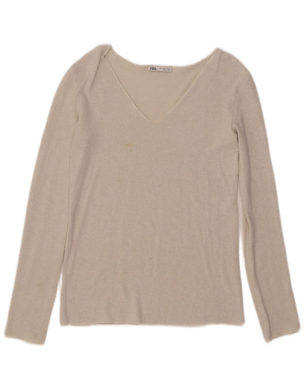 Top femeie Zara cu mânecă lungă UK 10 Small White