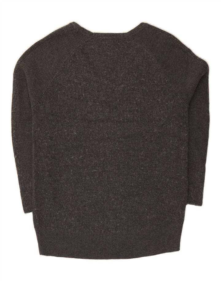 ATHLETA Womens Oversized V-Neck Jumper Sweater UK 10 Small Grey Polyester Vintage Athleta and Second-Hand Athleta from Messina Hembry 