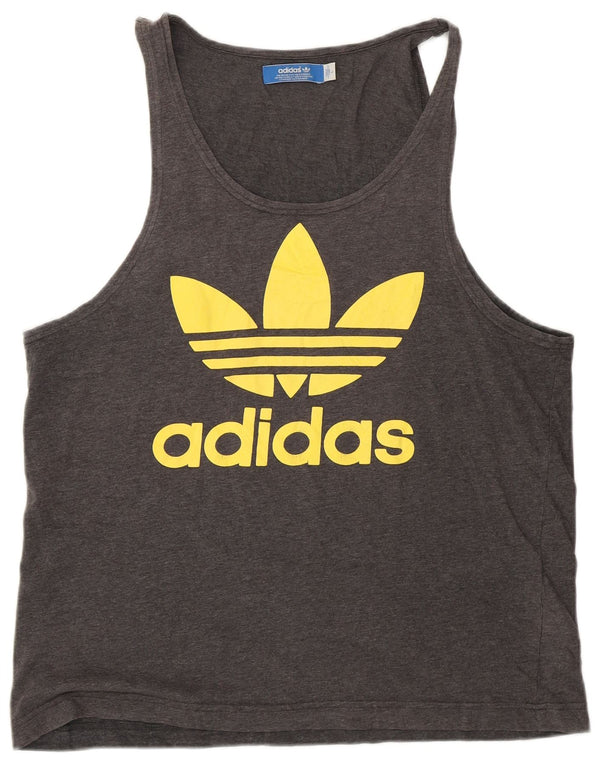 Vesta grafică pentru femei Adidas UK 16 mare bumbac gri