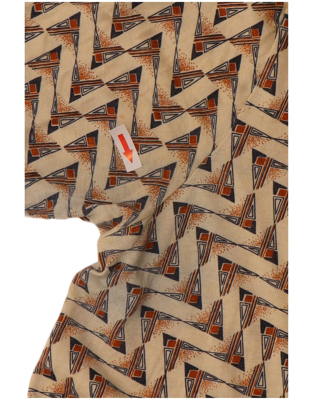 Tricou polo vintage pentru bărbați, bumbac geometric, bej mediu