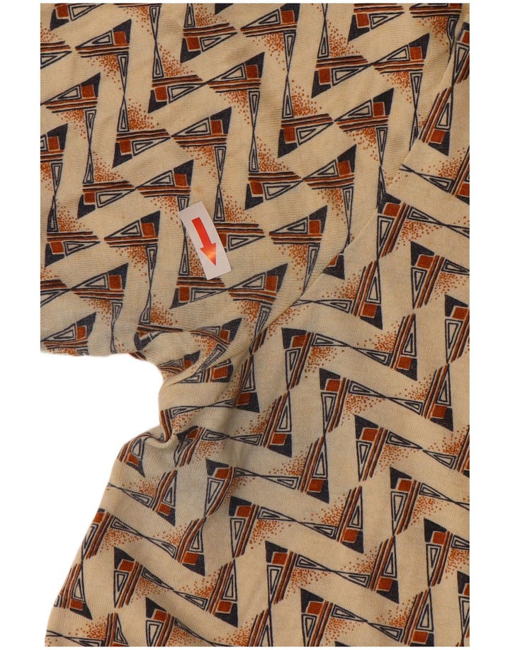 Tricou polo vintage pentru bărbați, bumbac geometric, bej mediu