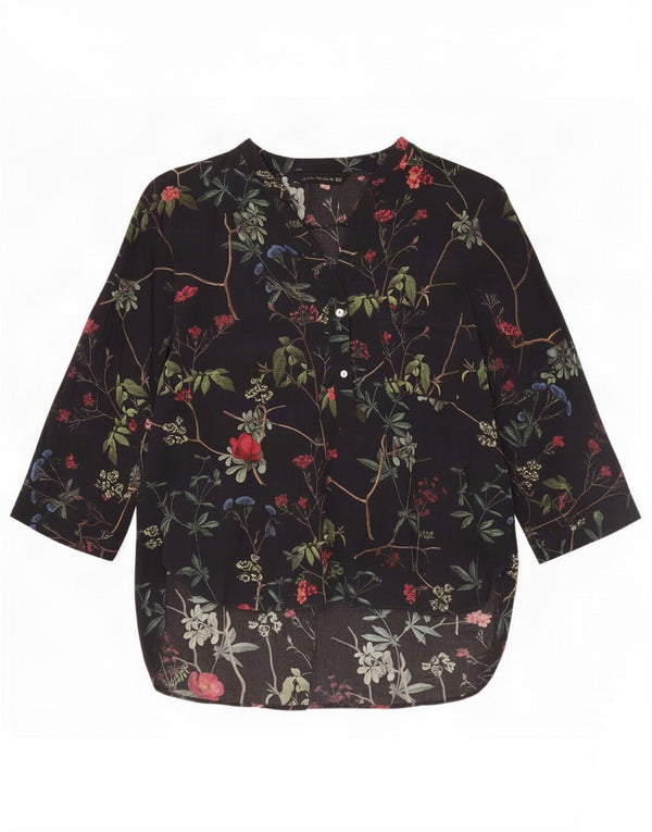 Bluză pentru femei Zara cu mâneci 3/4 UK 18 XL Negru Floral