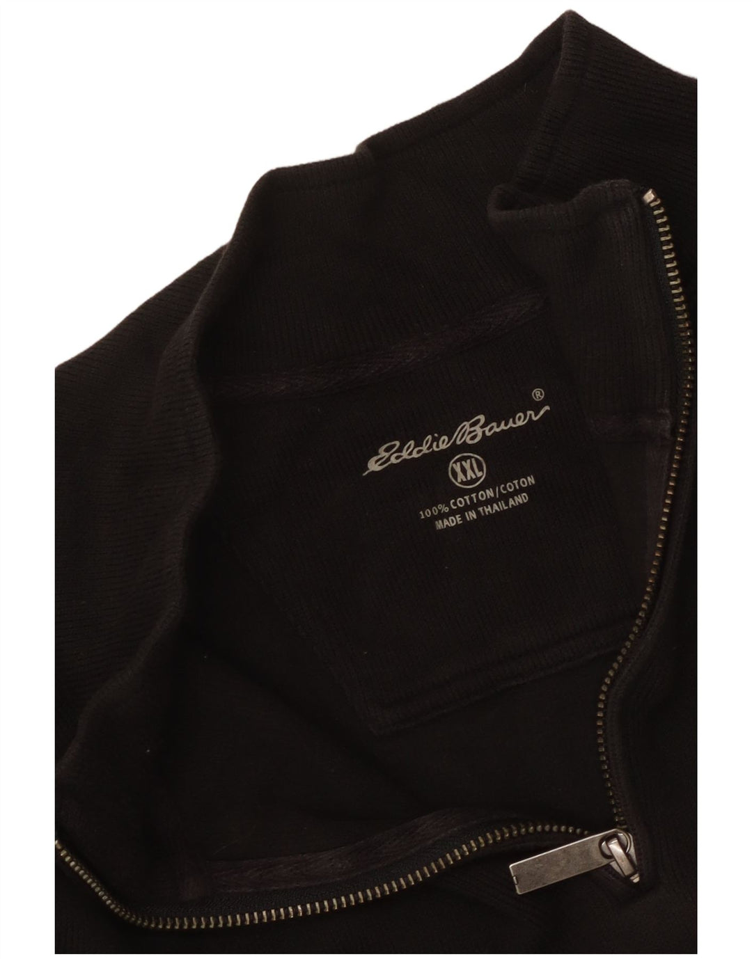 EDDIE BAUER Hanorac cu fermoar pentru bărbați, XL, bumbac negru