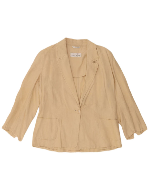 Blazer pentru femei Max Mara cu 1 nasture, UK 16, mare, bej