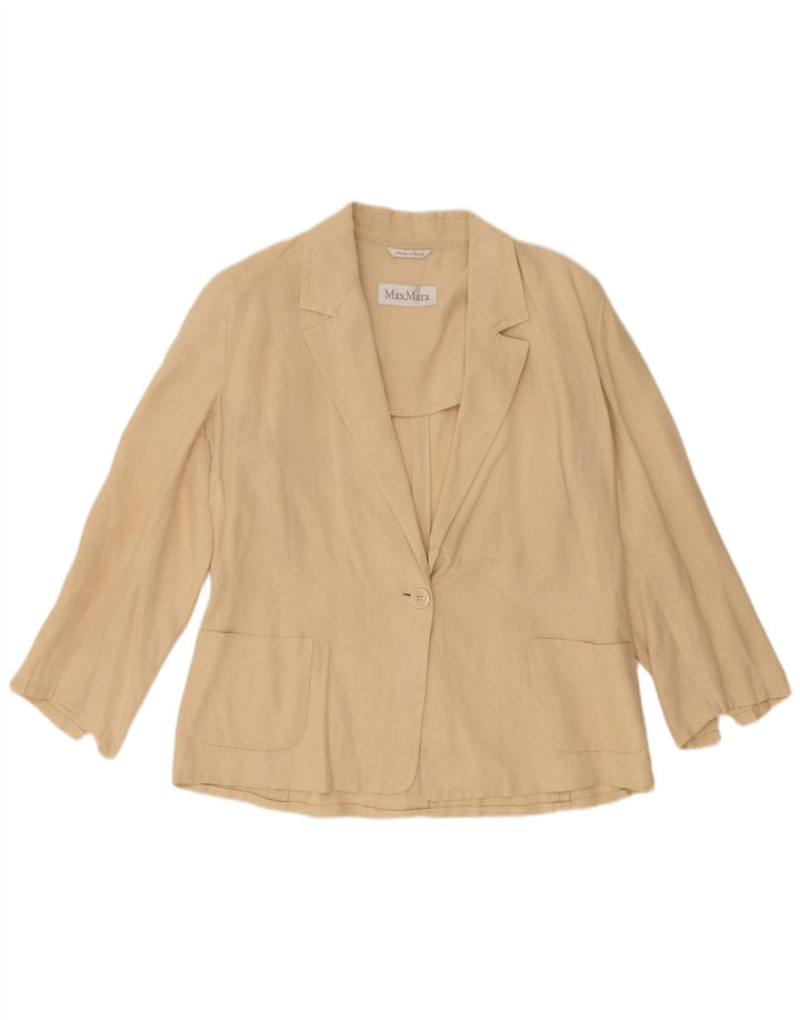 Blazer pentru femei Max Mara cu 1 nasture, UK 16, mare, bej