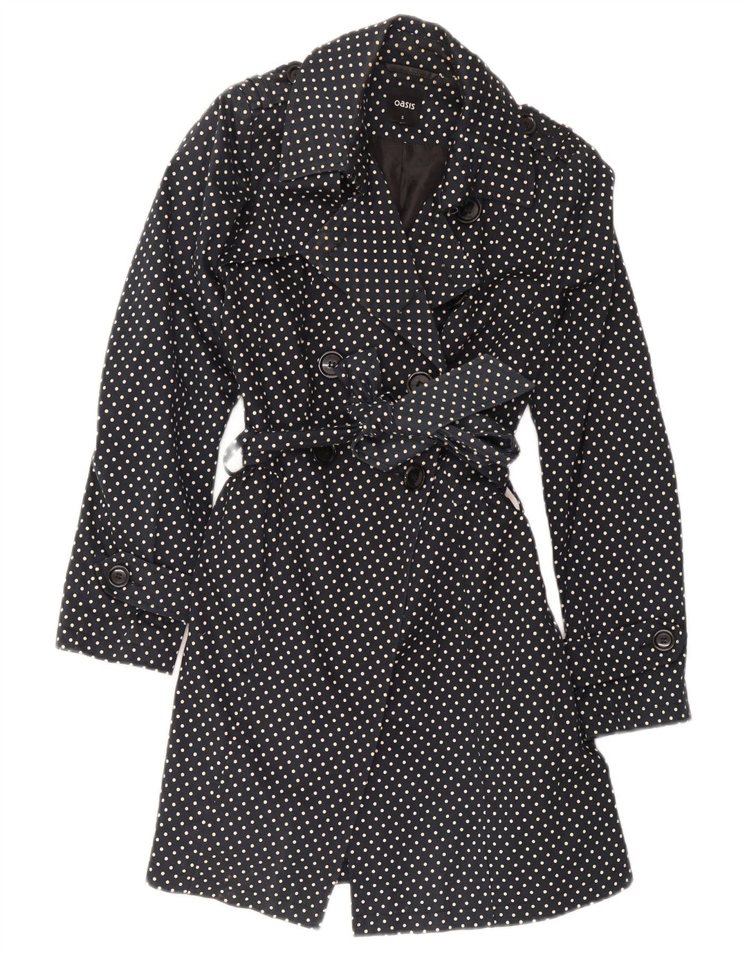 Trenci pentru femei Oasis UK 8 mic bumbac negru cu buline