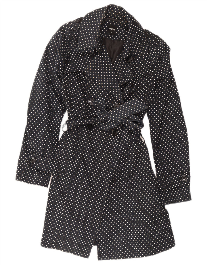 Trenci pentru femei Oasis UK 8 mic bumbac negru cu buline