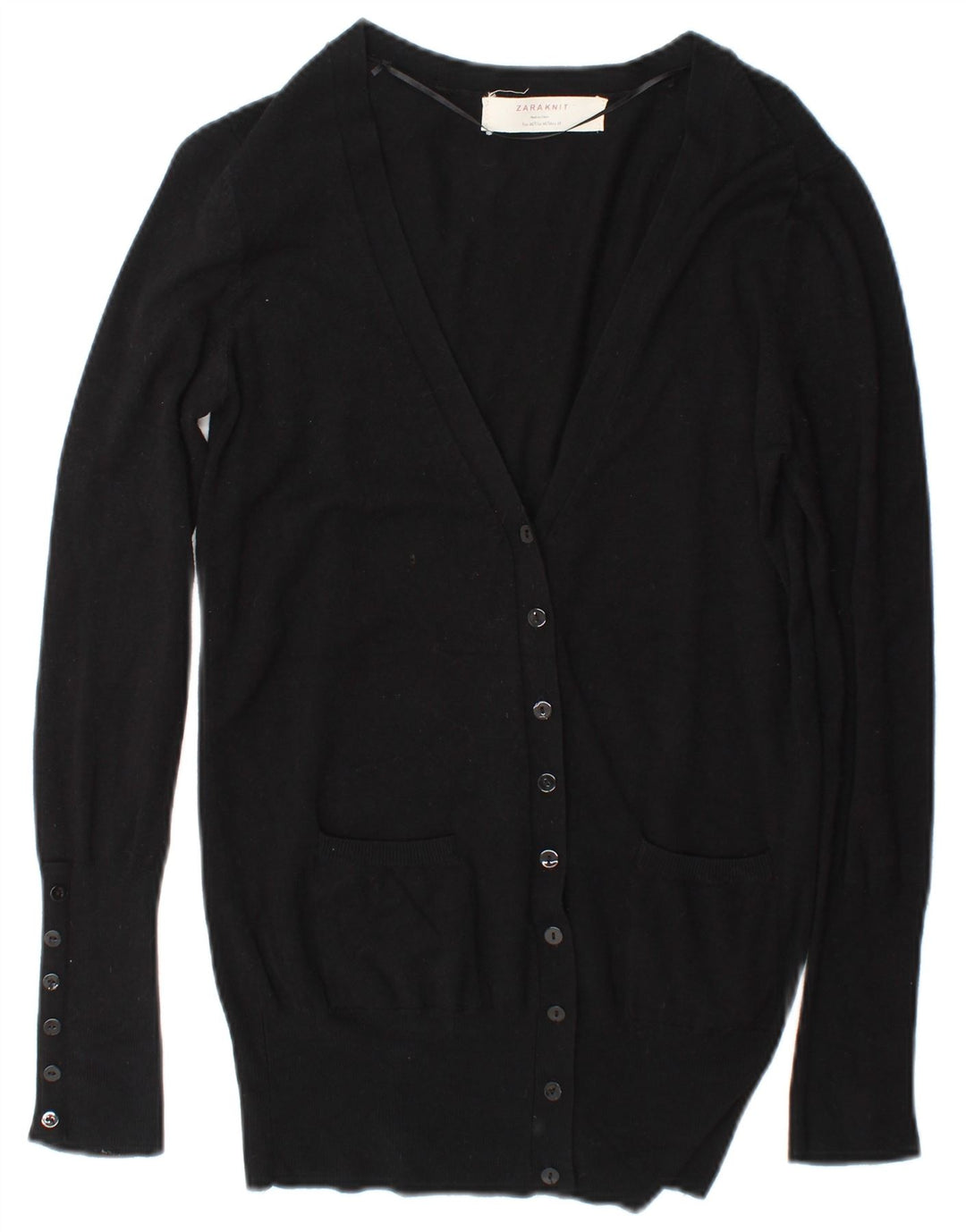 Pulover cardigan pentru femei Zara UK 14 Medium Black Rayon