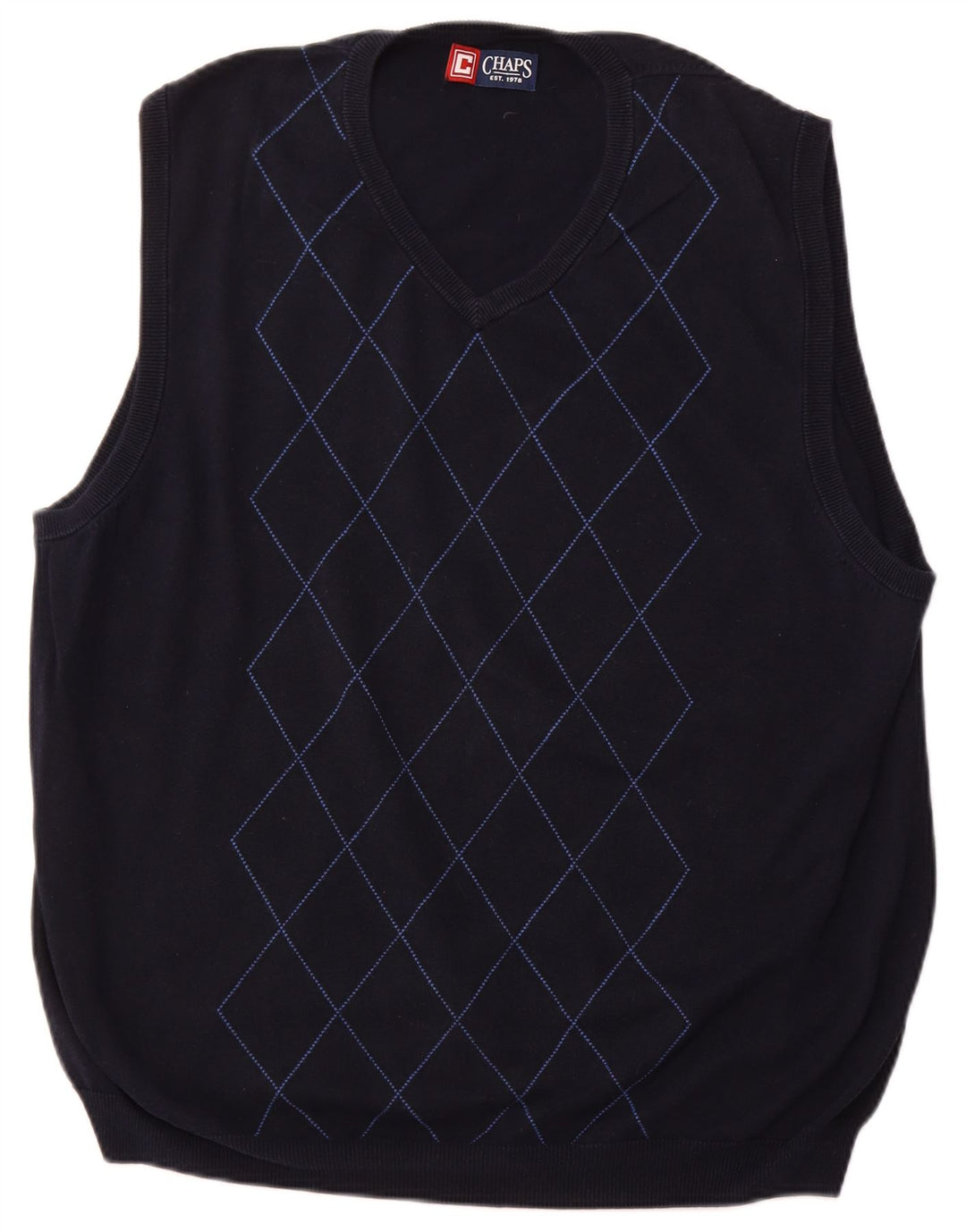 CHAPS Mens Vest Tank Top XL Bleumarin Argyle/Diamond Bumbac