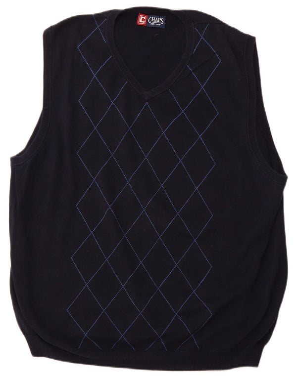 CHAPS Mens Vest Tank Top XL Bleumarin Argyle/Diamond Bumbac