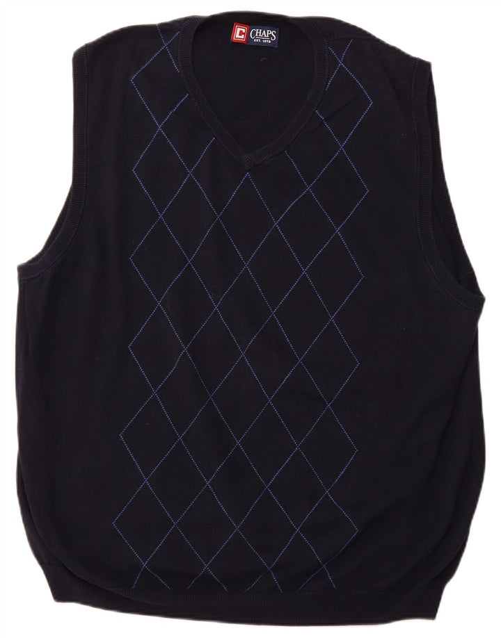 CHAPS Mens Vest Tank Top XL Bleumarin Argyle/Diamond Bumbac