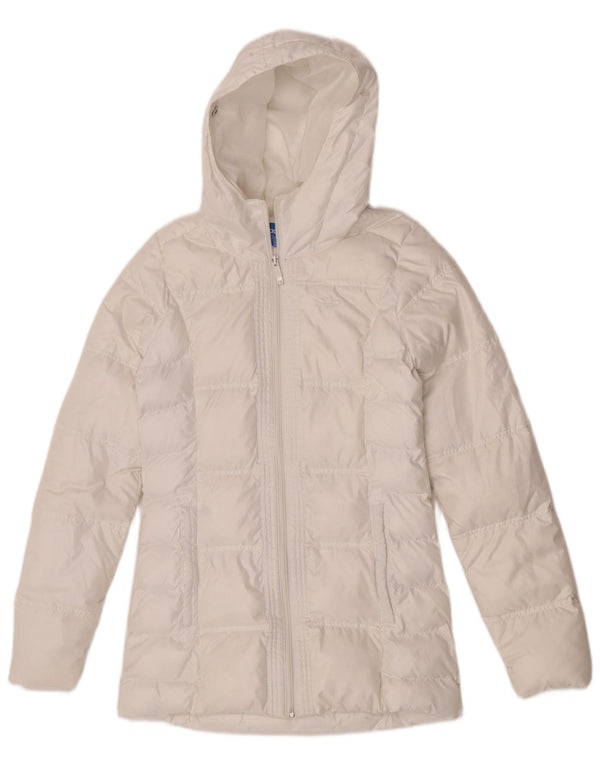 Palton capitonat supradimensionat cu glugă Adidas pentru femei UK 6 XS poliester alb