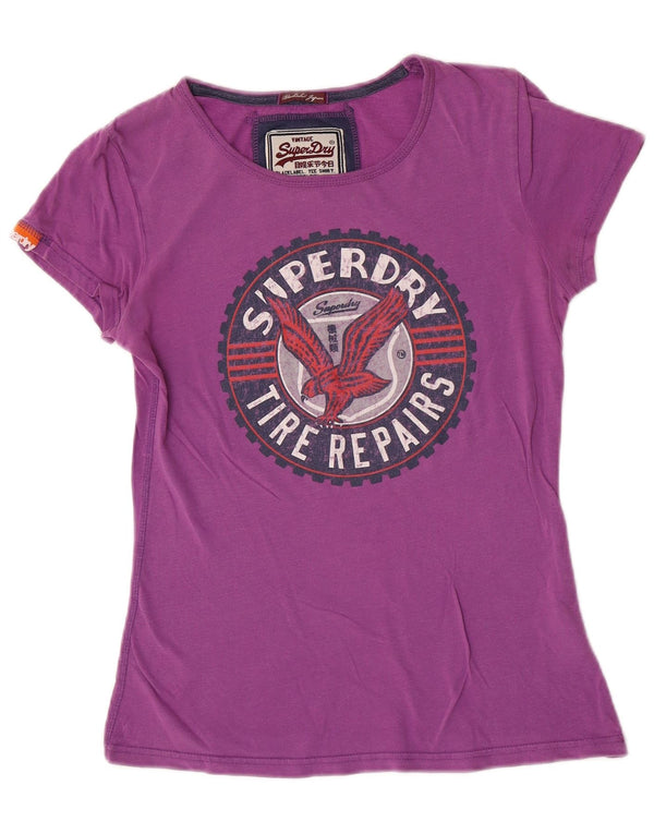 Tricou grafic Superdry pentru femei Top UK 12 Medium Purple Bumbac