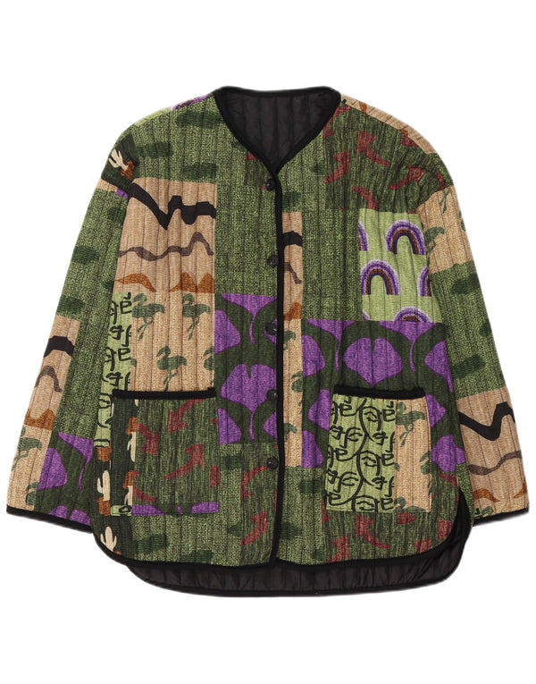Jachetă vintage pentru femei, blazer cu 5 nasturi, UK 14, medie, multicoloră, patchwork