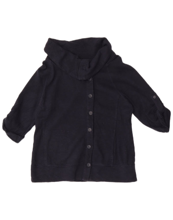 Top cardigan cu mâneci 3/4 pentru femei Eddie Bauer UK 14, mediu, bleumarin, bumbac