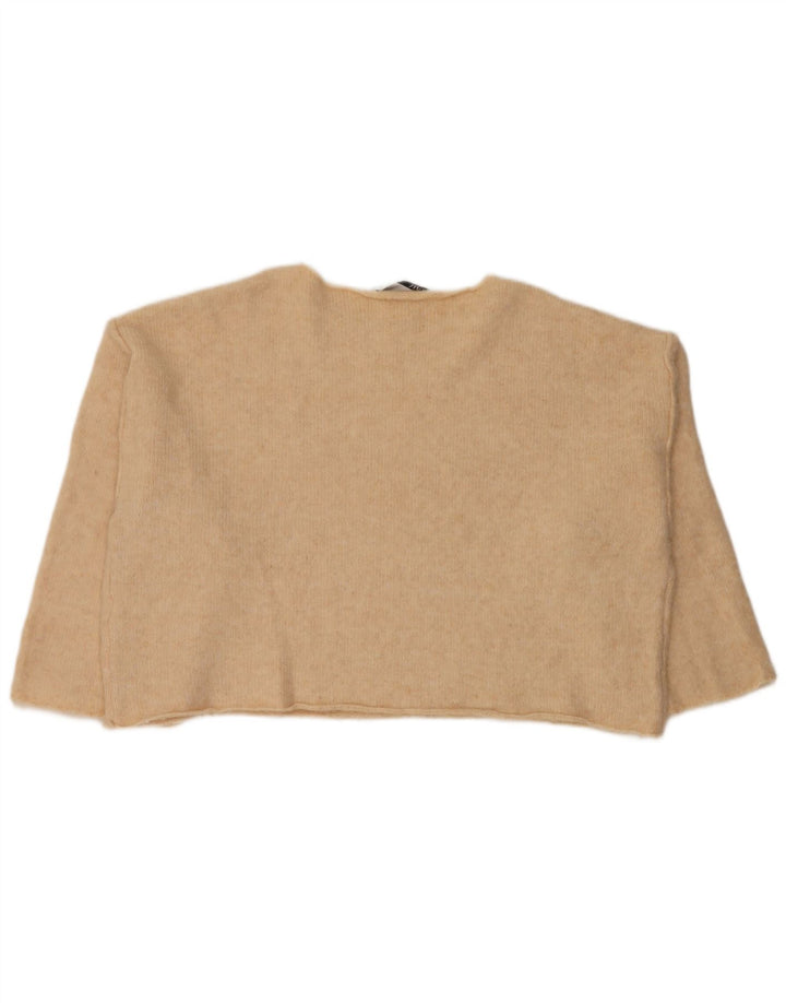 Pulover de damă Zara Crop oversize cu gât barcă UK 14 Medium Bej