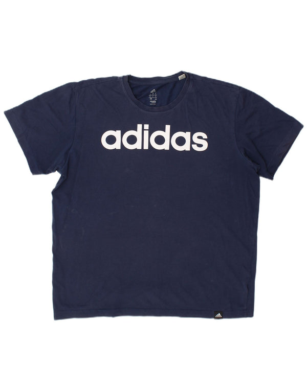 Tricou cu grafic Climalite Adidas pentru bărbați Top mare din bumbac bleumarin