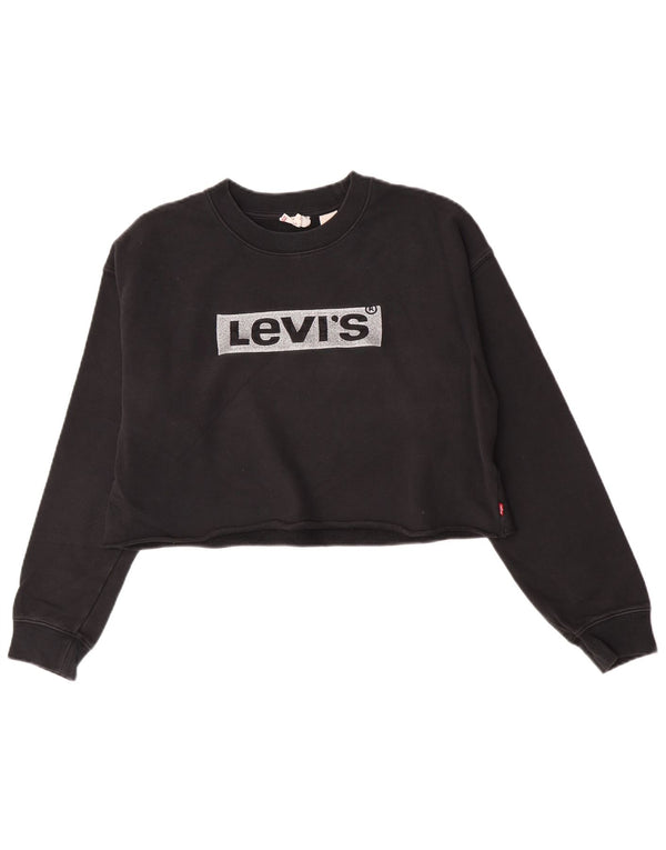 Levi's Pulover supradimensionat cu grafic pentru femei UK 10 Bumbac negru mic