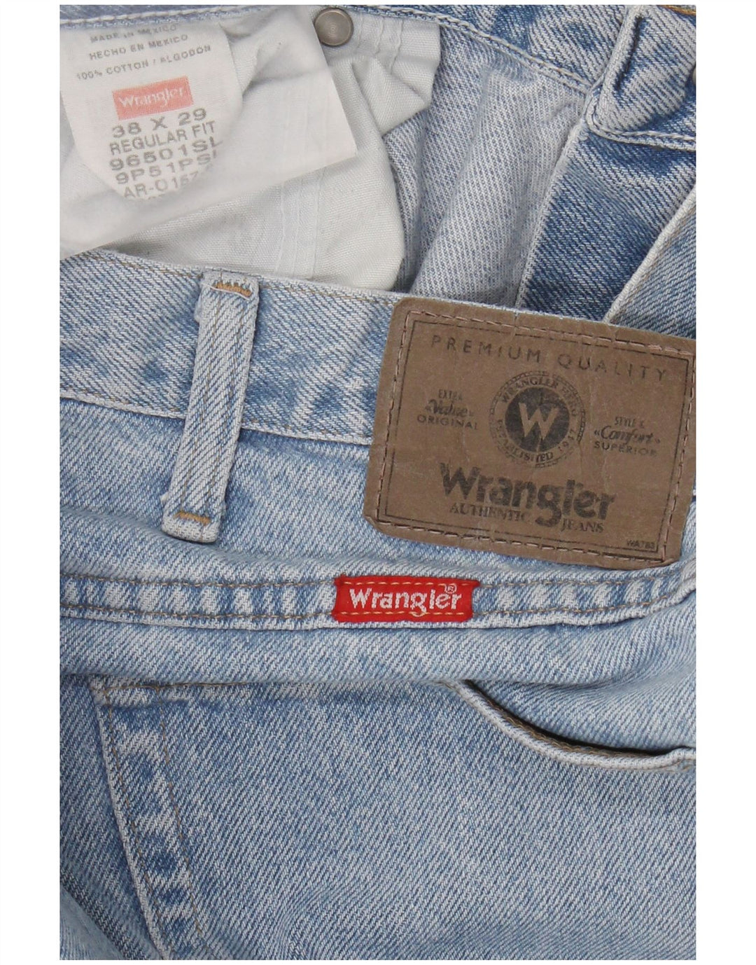 Blugi drepti Wrangler pentru bărbați, cu ajustare normală, W38 L29, bumbac albastru