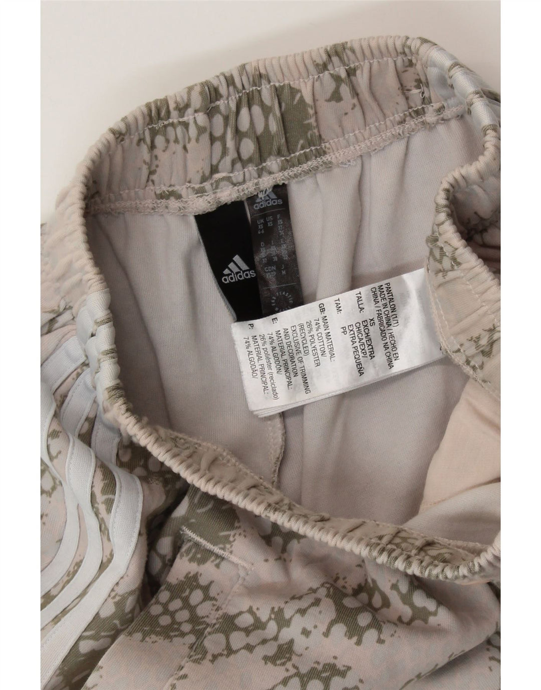 Pantaloni de trening ADIDAS pentru femei UK 4/6 XS, bej, bumbac camuflaj