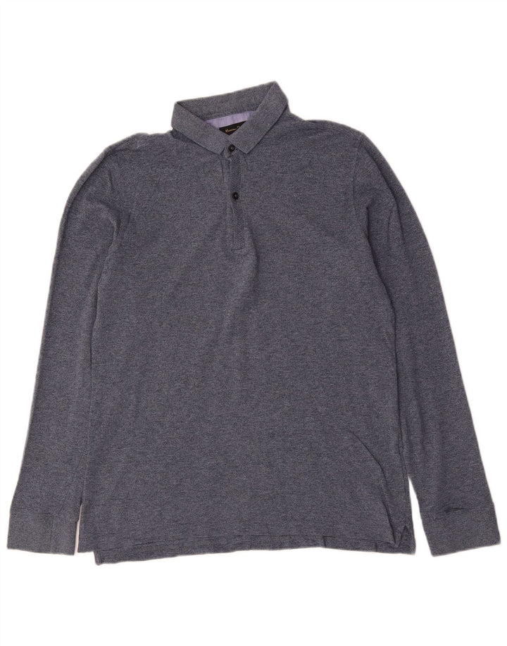 MASSIMO DUTTI Tricou polo cu mânecă lungă pentru bărbați, gri mediu