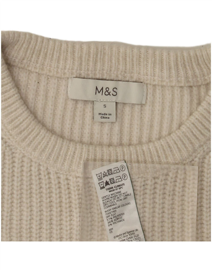 Pulover pentru bărbați Marks & Spencer, cu gât crew, poliester mic, alb
