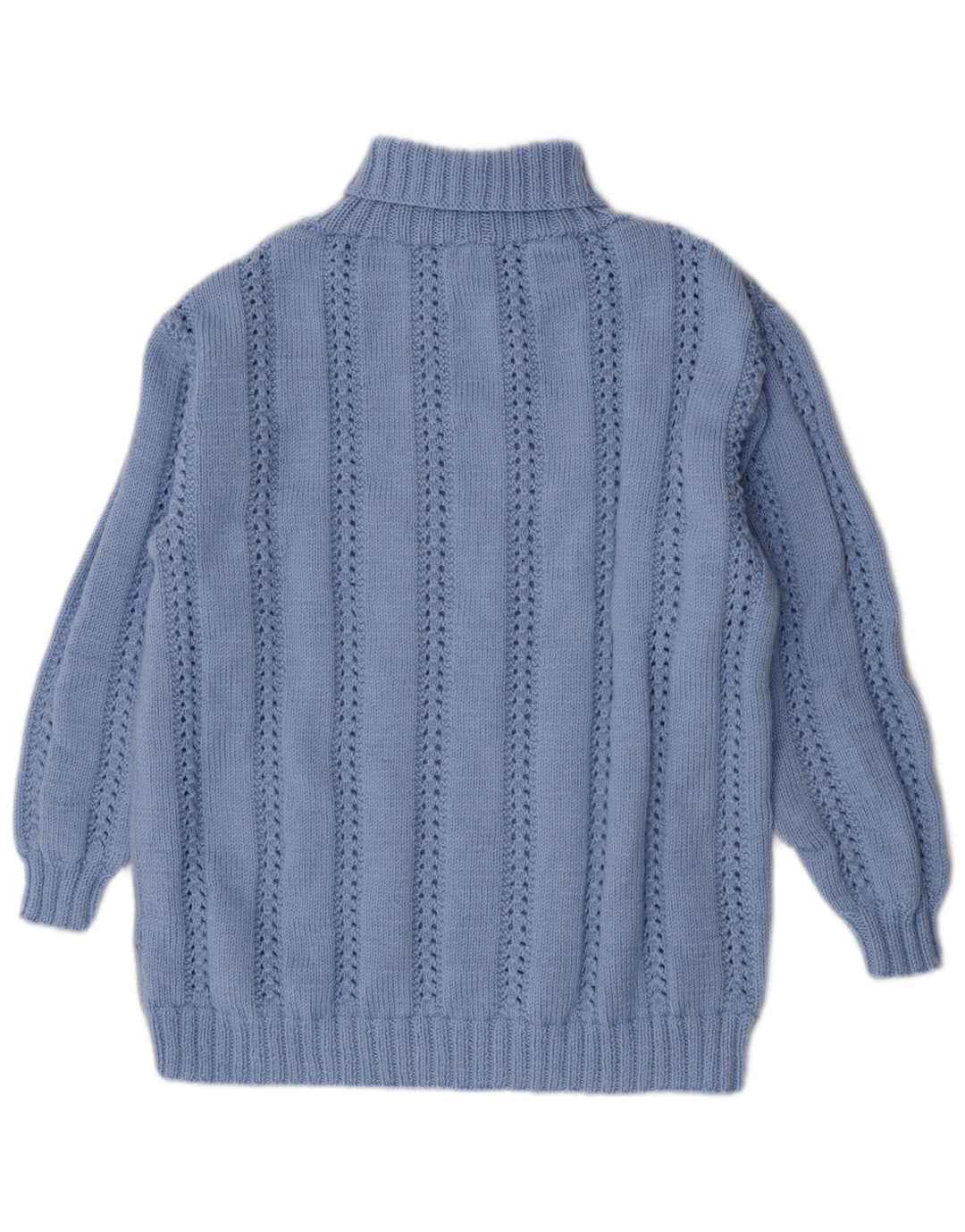 Pulover vintage pentru femei cu gât rulat, UK 14, mare, albastru