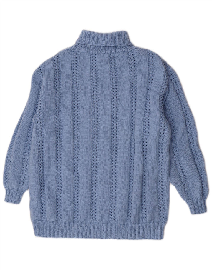 Pulover vintage pentru femei cu gât rulat, UK 14, mare, albastru