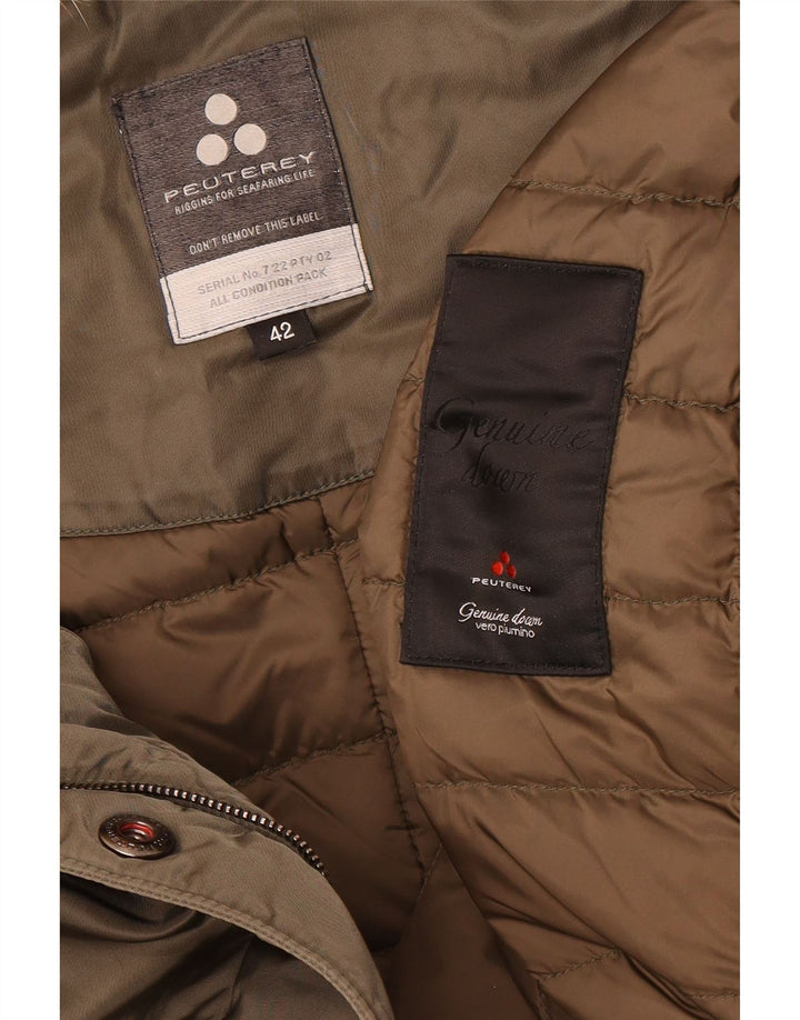 PEUTEREY Womens Hooded Padded Jacket IT 42 Medium Brown Vintage PEUTEREY and Second-Hand PEUTEREY from Messina Hembry 