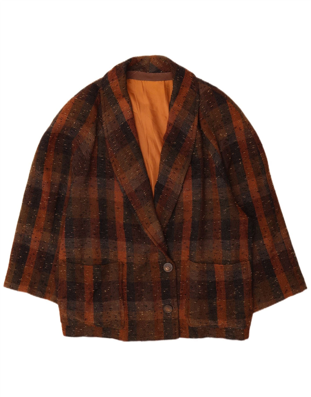 Blazer Vintage pentru femei cu 2 nasturi, UK 18 XL, maro, check