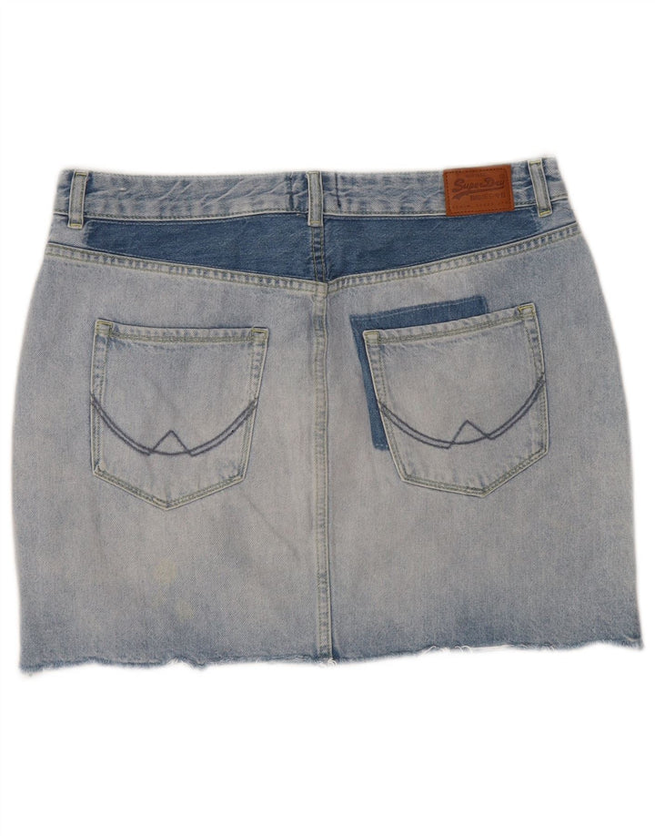SUPERDRY Fusta mini denim cu talie joasă pentru femei W32, bumbac albastru mare