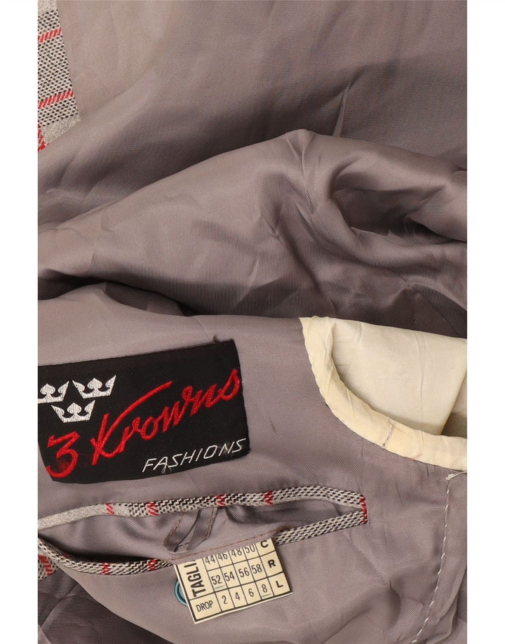 Jachetă vintage pentru bărbați cu 2 nasturi IT 52 XL, gri, carouri