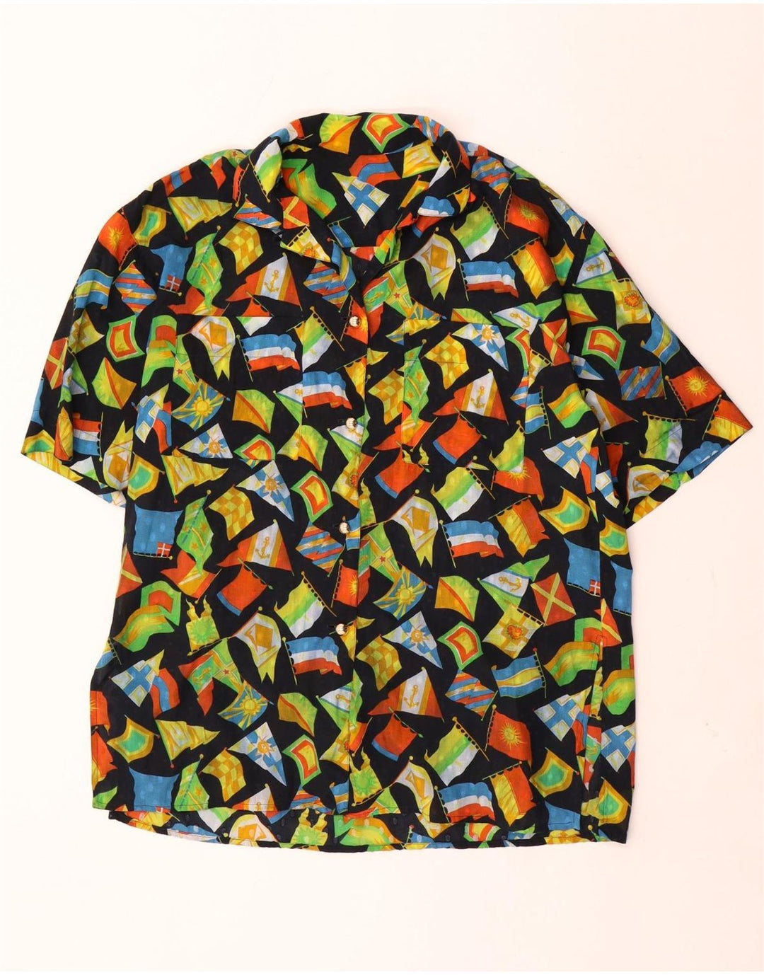 Bluză de cămașă cu model abstract pentru femei vintage UK 16 mare, multicoloră