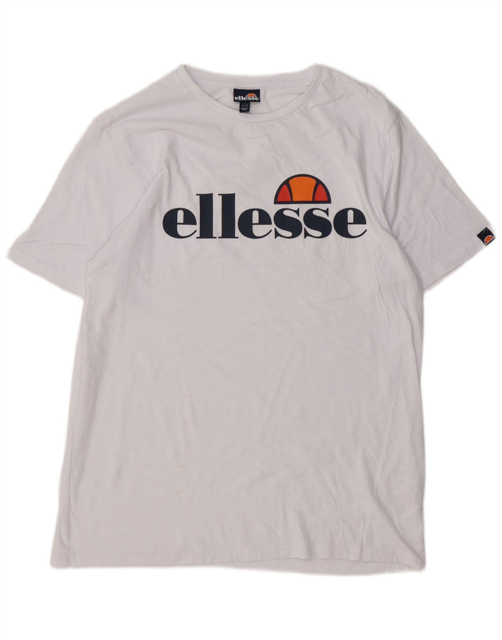 Tricou cu grafic pentru femei Ellesse, UK 14, bumbac alb mediu