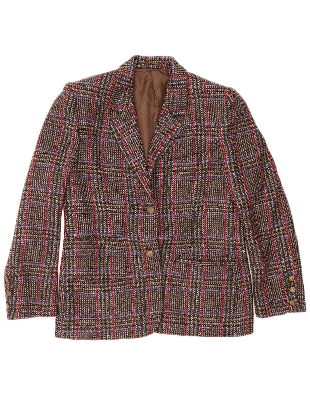 Jachetă vintage pentru femei cu 2 nasturi IT 44 Lână maro medie Houndstooth