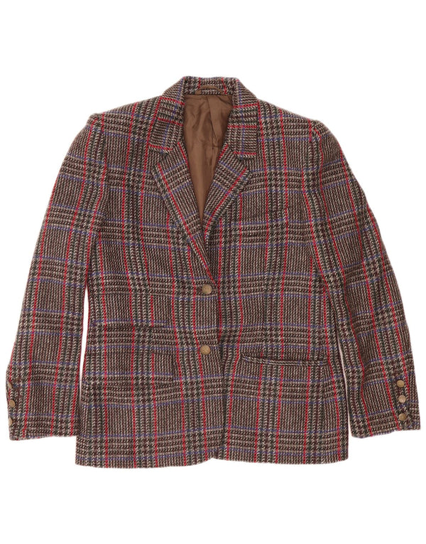 Jachetă vintage pentru femei cu 2 nasturi IT 44 Lână maro medie Houndstooth