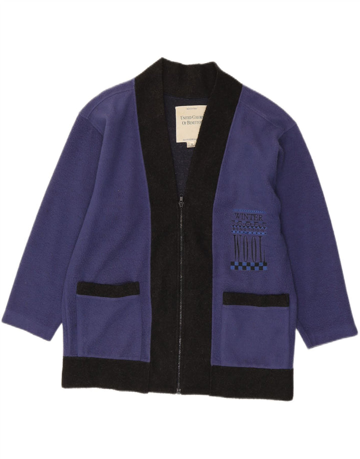 Pulover cardigan Benetton pentru bărbați, cu tăiere largă, albastru, poliester color bloc
