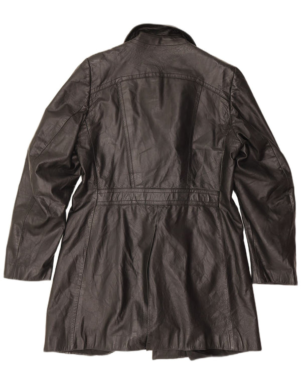 Palton din piele vintage pentru bărbați UK 38 mediu negru