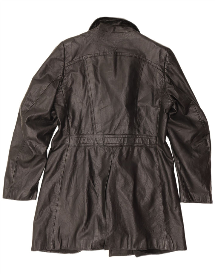 Palton din piele vintage pentru bărbați UK 38 mediu negru