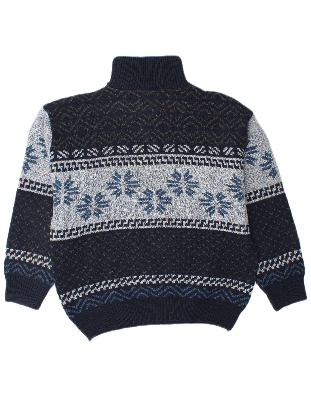 CAMARGUE Pulover pentru bărbați, cu fermoar, cu gât, mijlociu, bleumarin, iarna Fair Isle