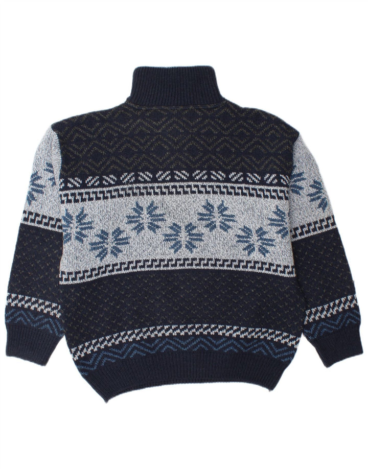 CAMARGUE Pulover pentru bărbați, cu fermoar, cu gât, mijlociu, bleumarin, iarna Fair Isle